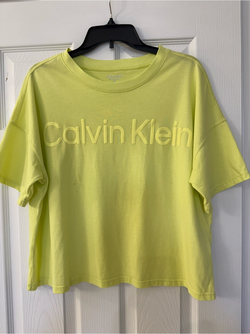Calvin Klein Neon Yellow Embossed Logo Short Sleeve Tee